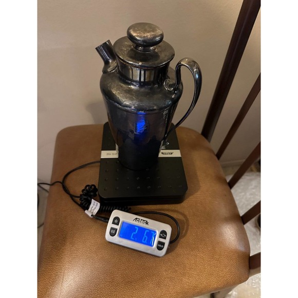 Vtg Meriden Cocktail Shaker Drink Mixer 313 Hand Hammered Silver Plated HEAVY - Picture 16 of 16